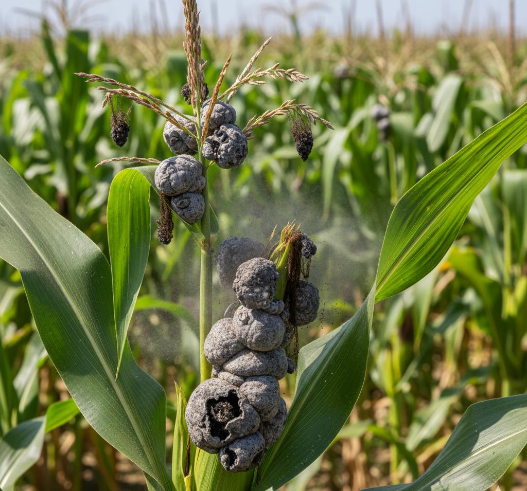 Maize smut tumor-like black growth on cob