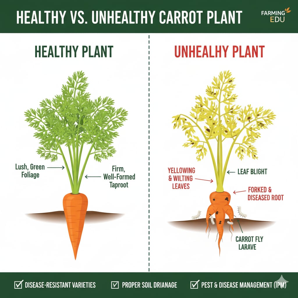 Healthy vs unhealthy carrots
