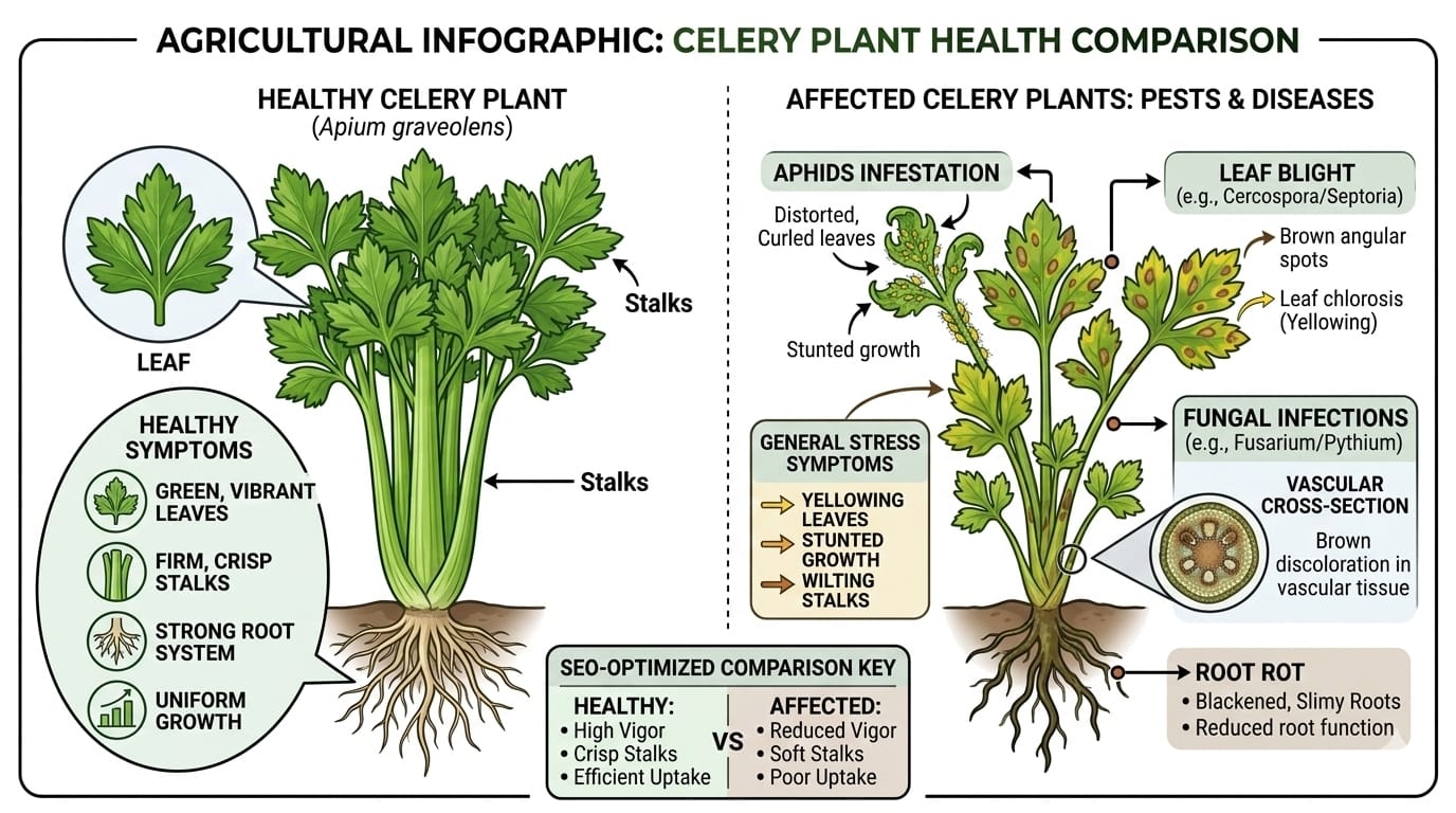Healthy vs unhealthy celery