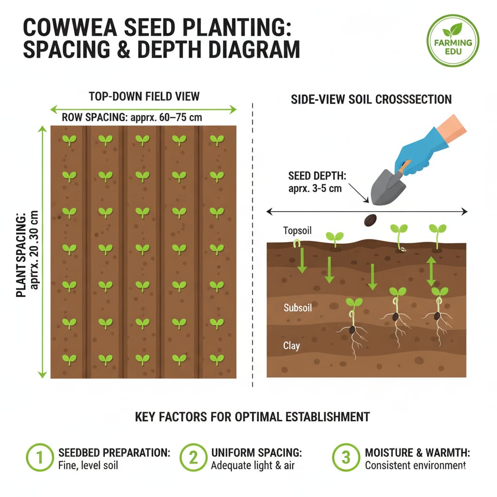 how to choose correct spacing for cowpeas