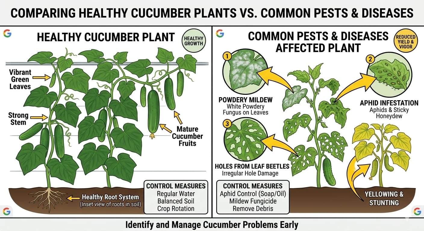 Healthy vs unhealthy cucumber