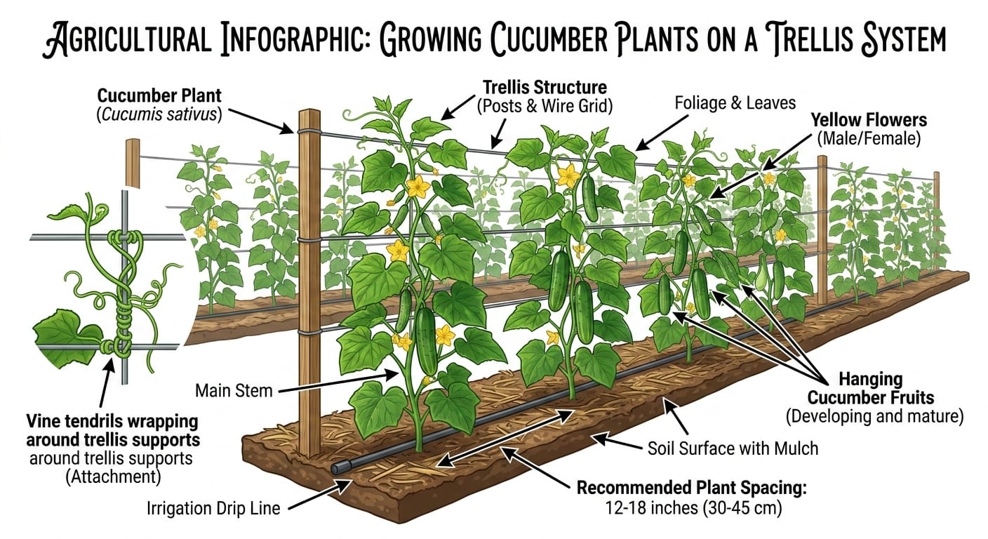 Trellising cucumber vines