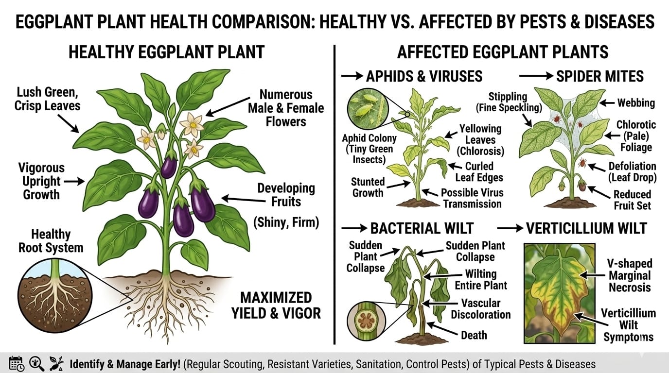 Healthy vs unhealthy eggplant