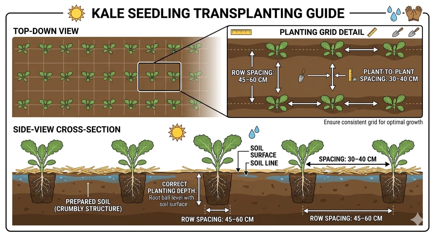 Kale plant spacing demonstration