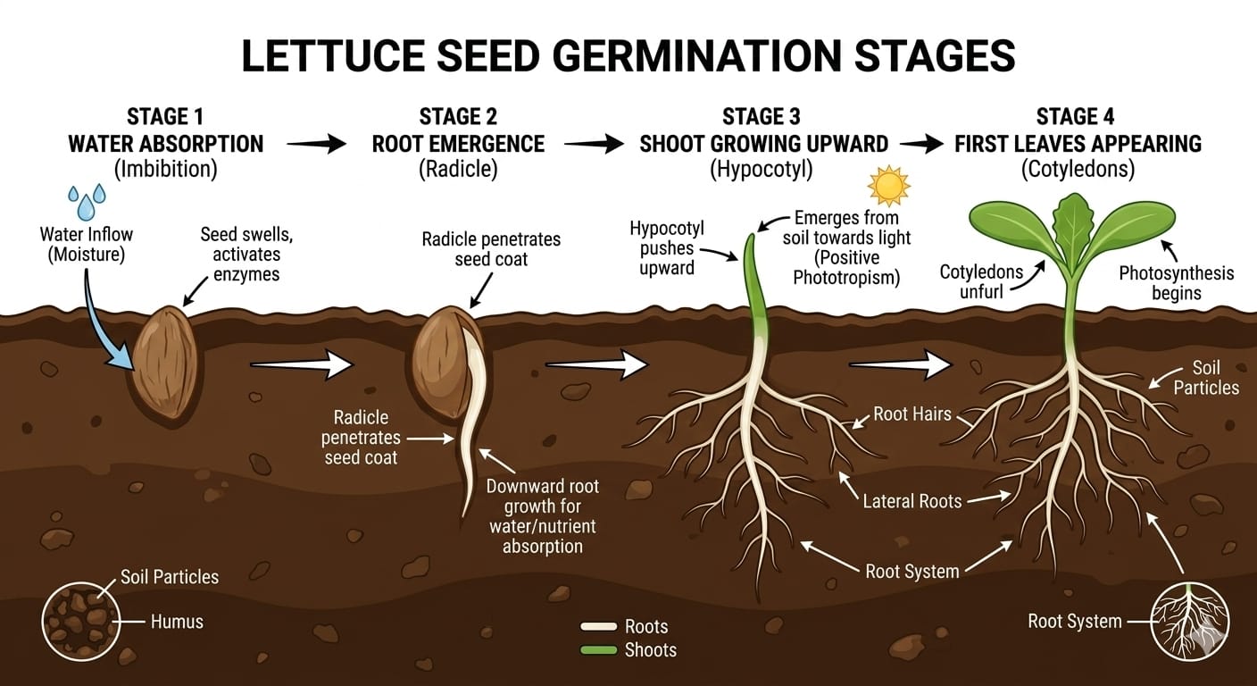 Lettuce seed germination stages