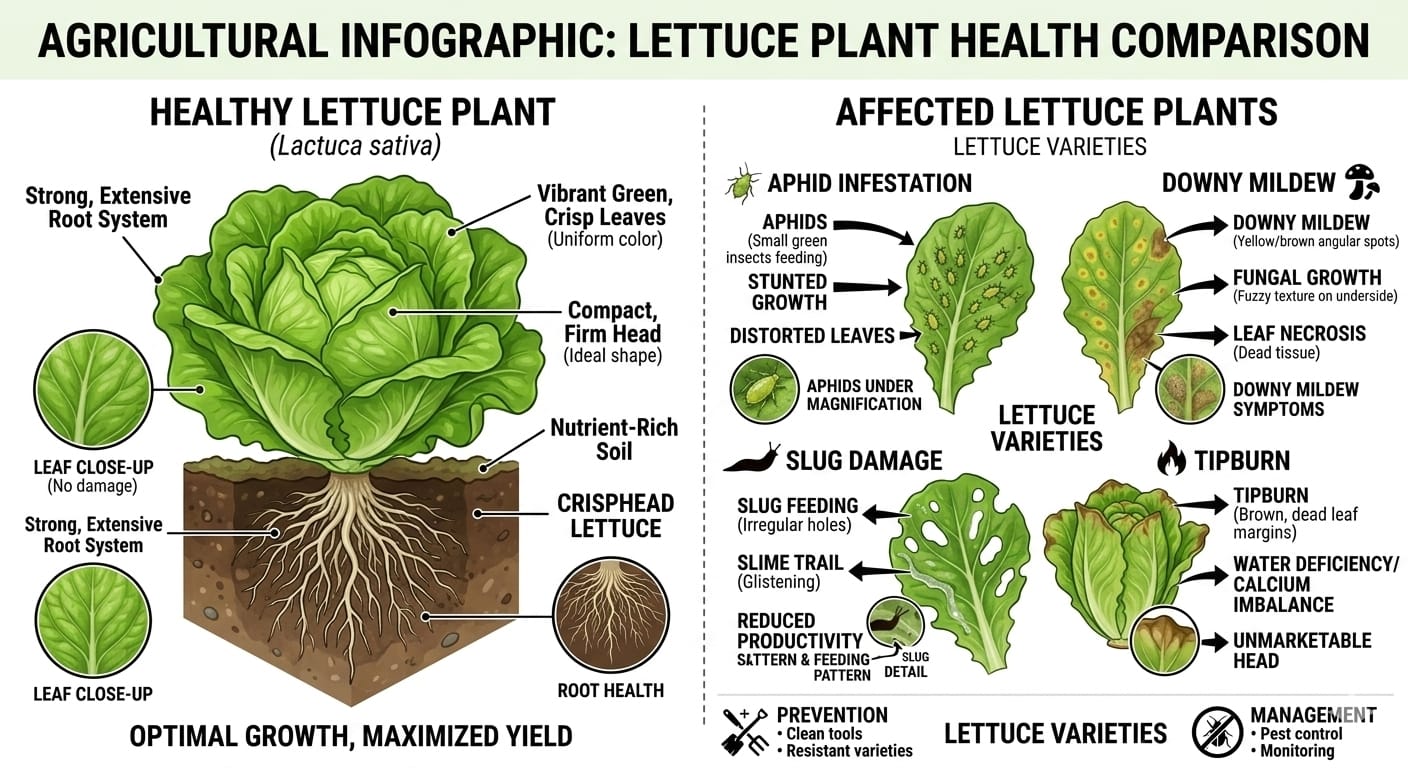 Healthy vs unhealthy lettuce leaves