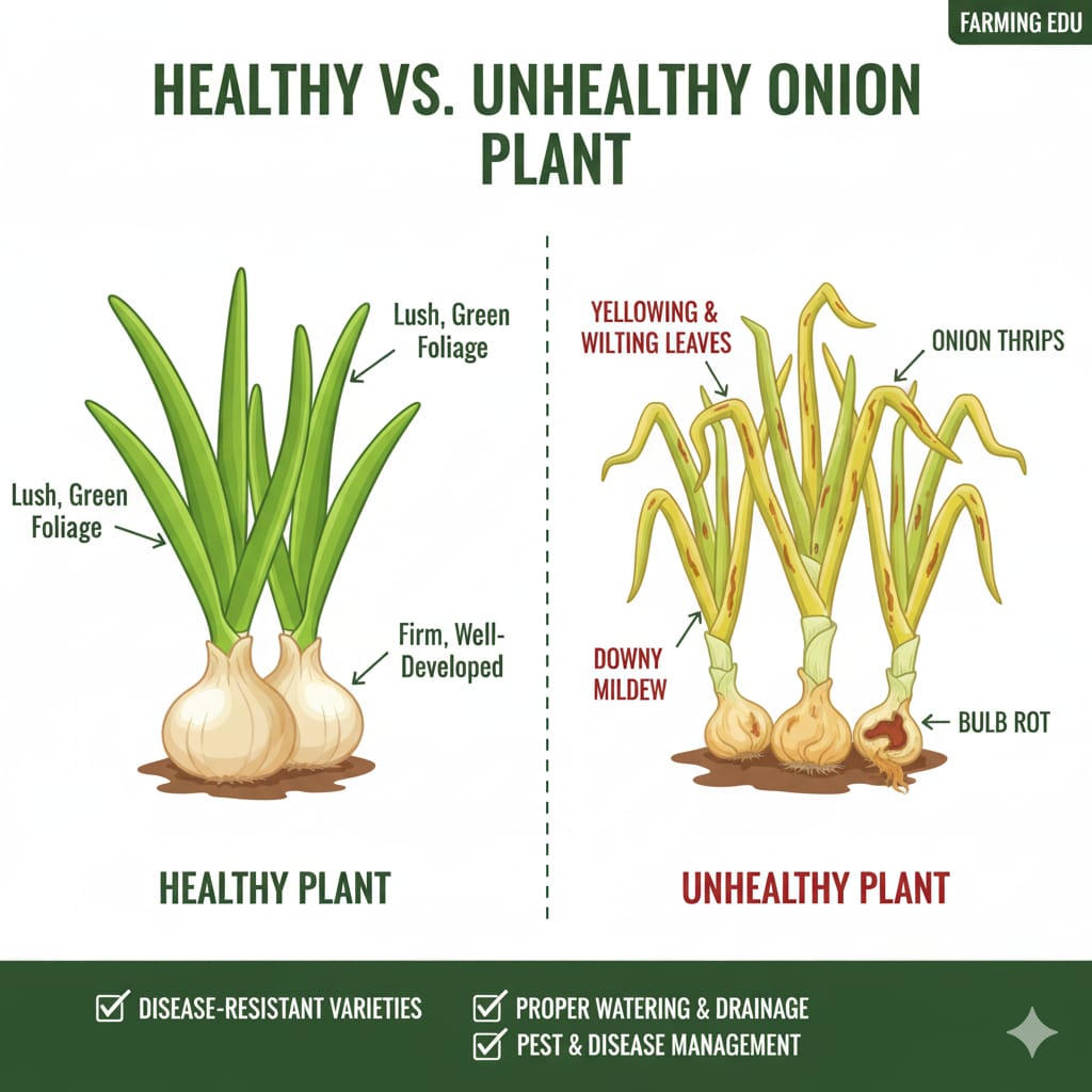Healthy onion vs stressed onion